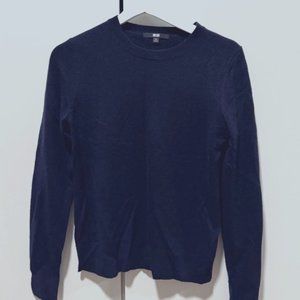 Uniqlo Cashmere Crew Neck Long-Sleeve Sweater Size XS Navy Blue
